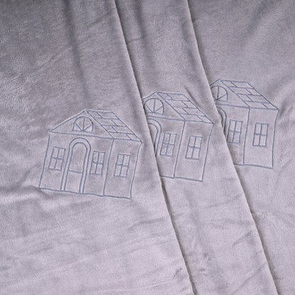 Grey Tilted House Fleece Blanket