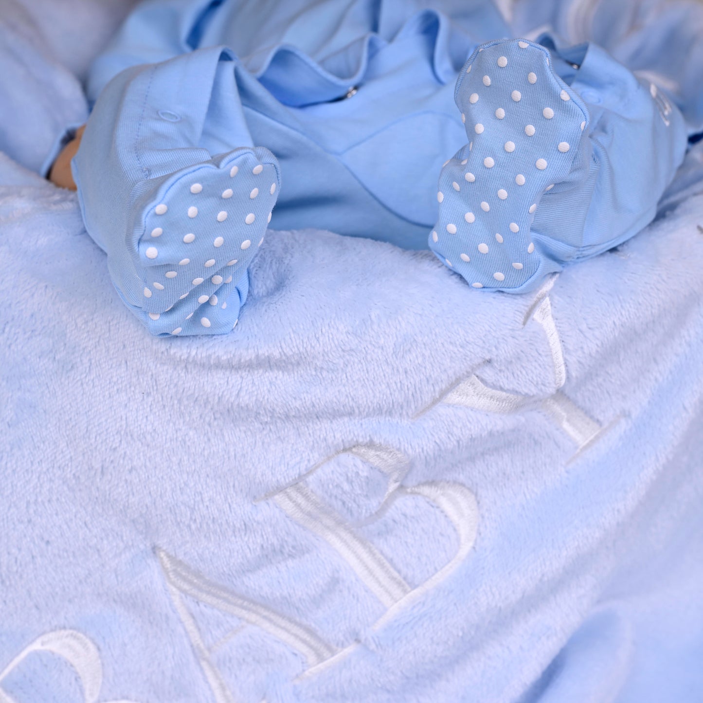 Adorable In Baby Blue Sleepsuit Set